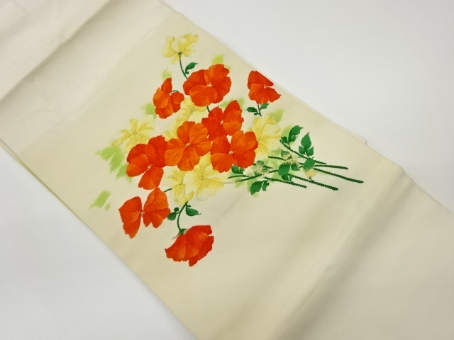 リサイクル　花模様織出し名古屋帯